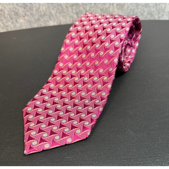 Ermenegildo Zegna 100% Silk Pink Pattern Mens Neck Tie EUC - Picture 1 of 5